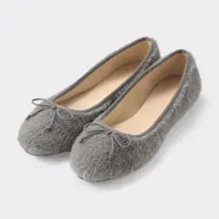 GU シャギーフラットシューズ グレー