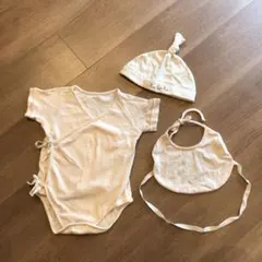 オーガニックコットン 肌着、スタイ、帽子3点セット