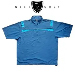 NIKEGOLFナイキゴルフ ハーフジップジャケット XXL ブルー系 青 刺繍
