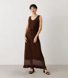 クロシェニットタンクトップ・ロングスカートセット/ AZUL BY MOUSSY