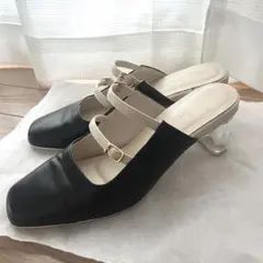 dazzlin クリアヒールベルトパンプス 黒のサムネイル