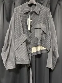 【定価113,300円】サルバツ　ストライプラウンドブルゾン　サイズS