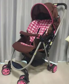 GRACO ベビーカー シティライトRプラス ハート柄 ブラウン×ピンク両対面式のサムネイル