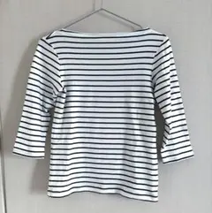 無印良品 M ボートネック 七分袖Ｔシャツ ボーダー MUJI