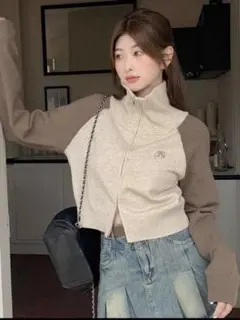 長袖ジップアップセーター SHEIN ダブルジップ