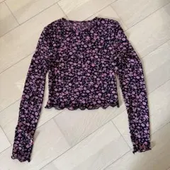 H&M 花柄 シースルー 長袖 トップス Sサイズ　パワーネット　ギャル