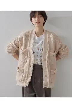 TWEEDYニットジャケット ピンクベージュ