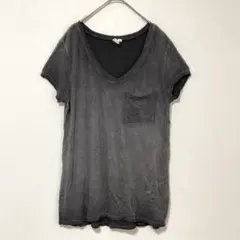 cable & gauge 半袖 Tシャツ　Vネック S グレー とろみ素材