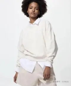ユニクロ　スウェットクロップドシャツ　ホワイト　Sサイズ