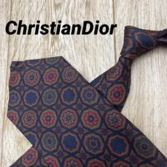 ✨極美品✨ChristianDior ネクタイ 花 万華鏡柄 ネイビー シルク