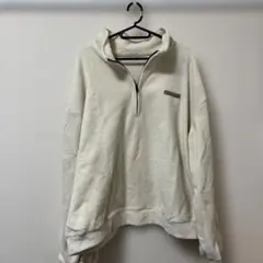 ホワイト フリース ハーフジップジャケット