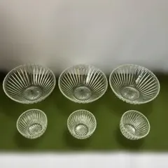 昭和レトロなガラスボウル 大、小3個セット　合計6個