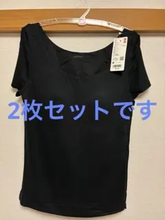UNIQLO エアリズムリブ　ブラTシャツ ブラック M シルクブレンドのサムネイル