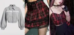 SHINE 服まとめ売り 赤チェック レース 量産型 地雷系