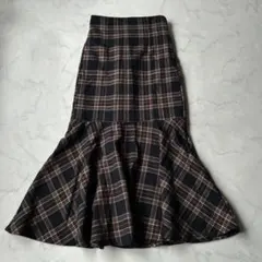 ナイスクラップ スカート チェック柄 マーメイド ロング丈 フレア S 春コーデ