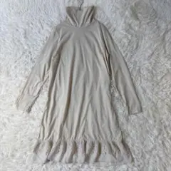 Amical　裾レースハイネック　チュニックM　ワンピース　アイボリー◆A820