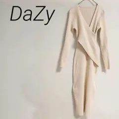 DaZy ベージュ　リブニット ラップワンピース Mサイズ ☆3300のサムネイル
