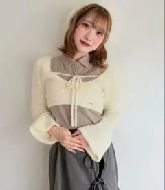 nomae シャツレイヤードシャギーニット