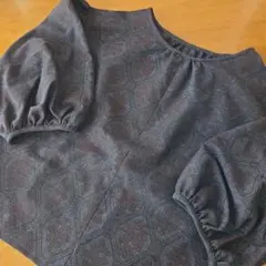 ウール着物解き 幾何学模様 7分袖ブラウス