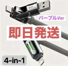 【話題の商品】4-in-1充電ケーブル LEDライト付き カラー/パープル