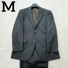 【未使用級】スーツ　セットアップ　ブラウン　ストライプ　M　ゆったりめ　結婚式のサムネイル