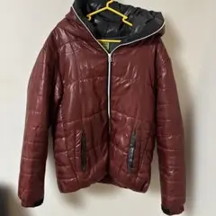 M J Jacket フード付きダウンジャケット Lサイズ バーガンディ