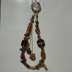 ビーズフラワーモチーフ携帯ストラップ