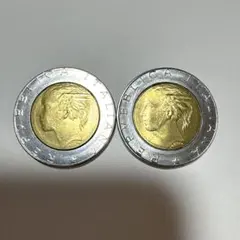 4558【イタリア】1991年500リラ 硬貨 古銭 コイン バイメタル - メルカリ