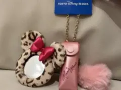 東京ディズニーリゾート ミニー ヒョウ柄 ミラーキーホルダー リップケース