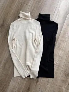 【UNIQLO】メリノリブタートルネックセーター2点セット Lサイズ