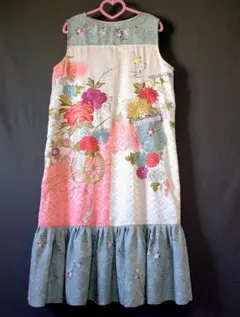 シルク系華やかロングワンピース