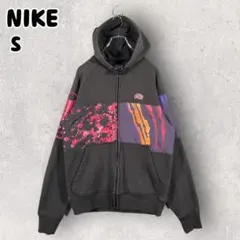 00s NIKE フルジップパーカー フーディ 裏起毛 海外限定 S ブラック