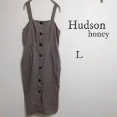 Hudson honey ワンピース L ギンガムチェック ボタン キャミワンピ
