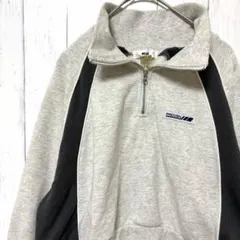 ウィゴー WEGO ハーフジップ スウェット グレー 黒 F ショート丈