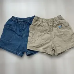 UNIQLOデニムブルー・ベージュ ハーフパンツ 2点セット
