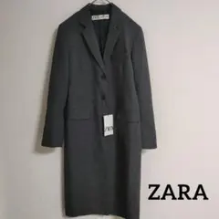 ZARA ザラ　メンズ　ウール　ブラック　ロングコート　新品未使用 ZARA - ○新品タグ付○ ZARA ブラック薄手コートの通販 by