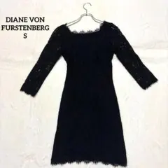 ダイアンフォンファステンバーグ　総レースワンピース　バックスタイル　上品　黒　S