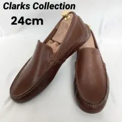 美品 Clarks Collection スリッポン ローファー 茶 24
