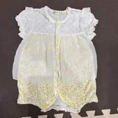 くろわっさんすべべ花柄ロンパース 80