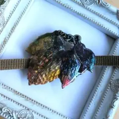 vintageヴィンテージ七宝葡萄ぶどう蔦の葉アクセリメイク帯留め帯飾り