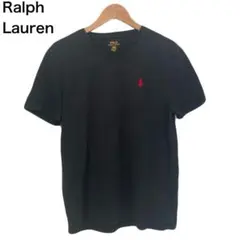 ポロラルフローレン　ワンポイント　ロゴ　刺繍　馬　ブラック　丸首　半袖　Tシャツ