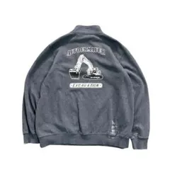 7TSM1 バックプリント　ハーフジップ　スウェット　ダークグレー　古着