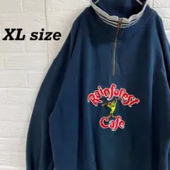 RAINFOREST CAFE オーバーサイズハーフジップスウェット　ネイビー
