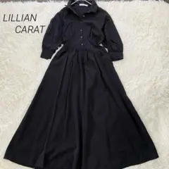 LILLIAN CARAT リリアンカラット　編み上げシャーリングワンピース