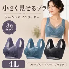 《3色セット》胸を小さく見せるブラ シームレス レース ナイトブラ ノンワイヤー