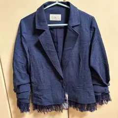 Vin ネイビー レース付きテーラードジャケット
