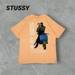 【極美品】STUSSY Tシャツ　ローマの休日　オレンジ　プリント　L 希少