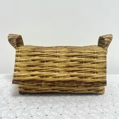 ハンドメイド　蓋つき布バスケット　カゴ柄