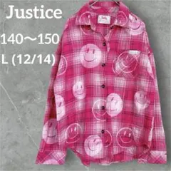レア✨Justice 【140〜150】 ピンク スマイル　長袖シャツ 総柄