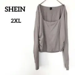 SHEIN CURVE 【2XL】 長袖Tシャツ カットソー グレー 無地